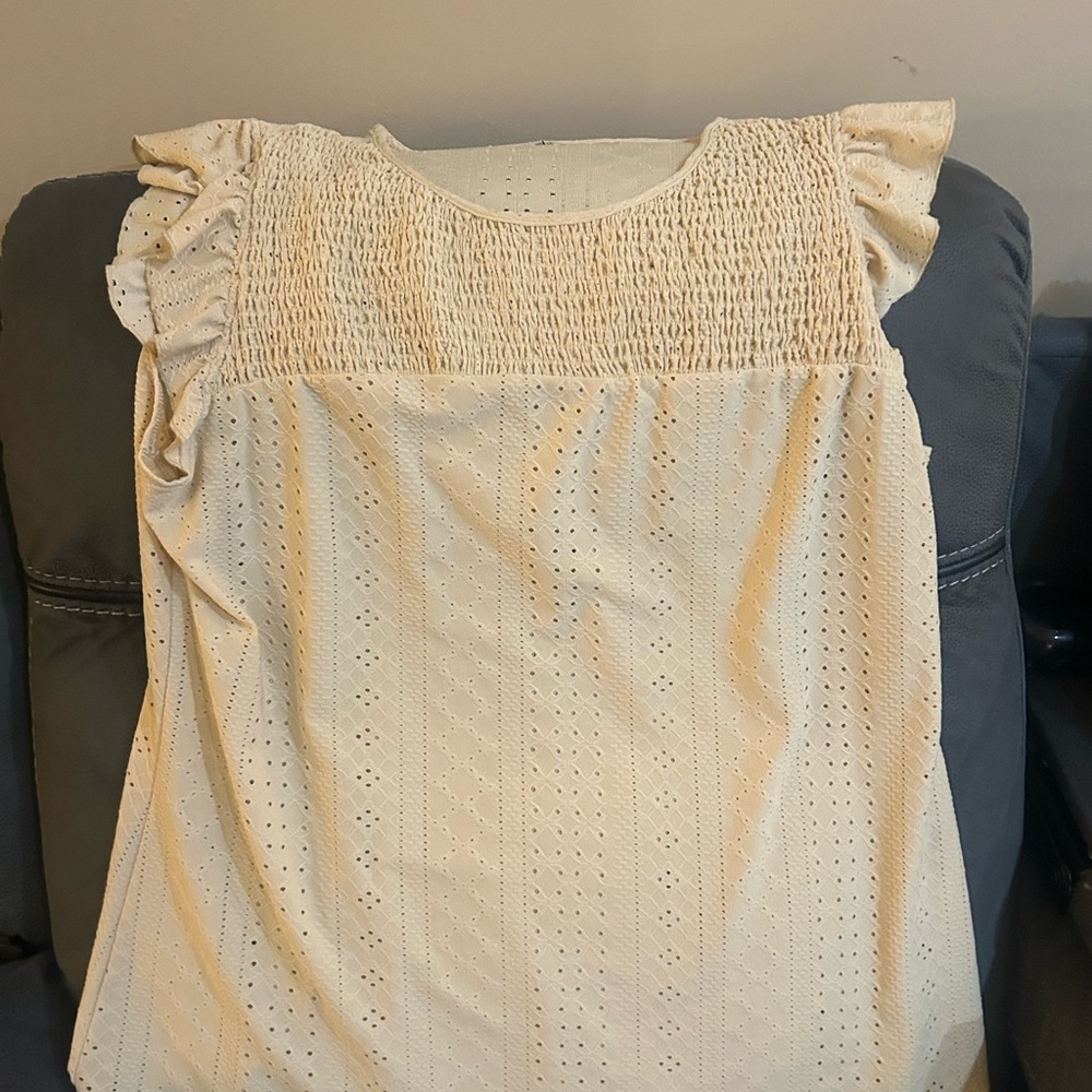Cream Ruffle Sleeve Women's Top